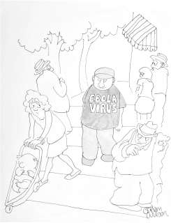 Gahan Wilson | 1996 EBOLA VIRUS CARTOON  | Tri-State Original Art