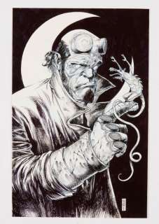 Hellboy original commissioned artwork (2018) drawn in blue pencils… | Comic Book Auctions ltd
