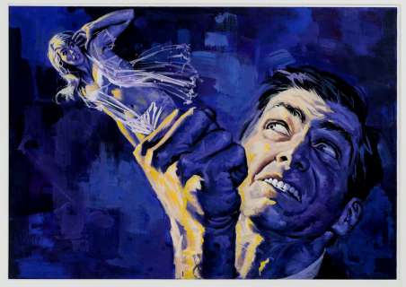 Victor Prezio - Eerie #15 Cover Painting (The Evil Doll Collector Squeezes the Sexy Shrunken Woman in Lingerie!) 1968