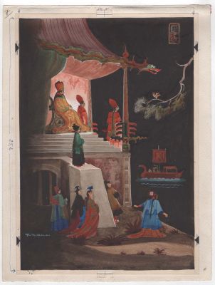 Giuseppe Riccobaldi | Illustrazione originale per il volume Novelle ‘L’abito nuovo dell’imperatore’ di G. C. Andersen. Edizioni Franceschini 1951. Cm. 19 x 28,5. Firmata. | Art e Fumetto