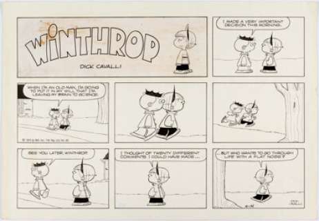 Dick Cavalli Winthrop Sunday Comic Strip Original Art dated 4-14-74 (NEA, 1974). Winthrop decides to let -