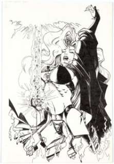 Steven Hughes Lady Death 1994 Calendar Cover Original Art (Chaos Comics, 1993). A classic image of Lady Death - | Heritage