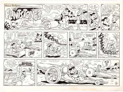 Gene Hazelton The Flintstones Sunday Comic Strip Original Art dated 6-28-64 (McNaught Syndicate, 1964). Fred - | Heritage