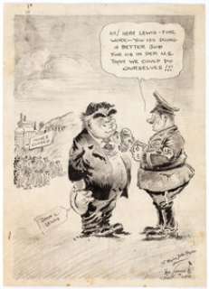 Hal Coffman John L. Lewis Editorial Comic Panel Original Art (1941). Labor boss John L. Lewis, a controversial - | Heritage