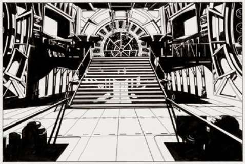 Rick Hoberg Star Wars Death Star Throne Room Illustration Original Art (Lucas Films, undated).... | Heritage