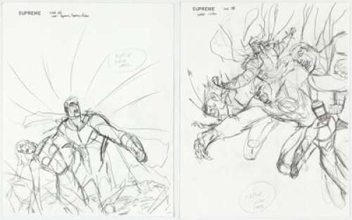 Chris Sprouse Supreme #56 Cover and Interior Pages Preliminary Artwork Original Art Group of 24 (Awesome, 1998).... (Total: 24 Original Art) | Heritage