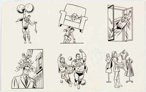 Curt Swan Superman Tattoo Illustration Original Art (Topps/DC, 1962).... | Heritage