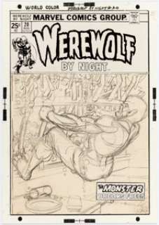Gil Kane Werewolf by Night #20 Preliminary Cover Original Art (Marvel Comics, 1974).... | Heritage