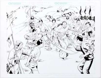 Jeff Johnson and Tom Ryder Way of the Rat #3 Double Splash Page 2-3 Original Art (CrossGen, 2002)....