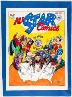 Irwin Hasen All-Star Comics #37 Cover Recreation Original Art (1996).... | Heritage