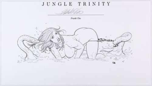 Frank Cho | Savage Beauty Book 1 "Jungle Trinity" Illustration Original Art (Apes and Babes, 2008). | Heritage