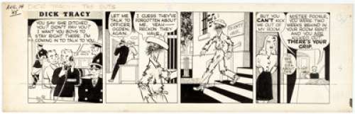 Chester Gould Dick Tracy Daily Comic Strip Original Art dated 8-14-45 (Chicago Tribune, 1945).  This daily, from the - | Heritage