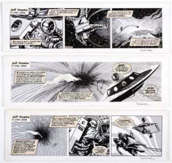 Sydney Jordan | Jeff Hawke Daily Comic Strip Original Art Group of 3 Sequential (Express Newspapers, 1975). | Heritage