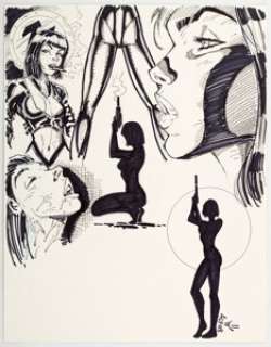 Alp Altiner -Female Study Illustration Original Art (1998). A steamy page of "Bad Girl" art studies by -