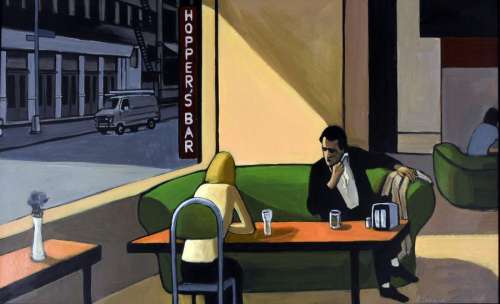 HOPPER’S BAR. Acrylique sur carton réalisée pour un ouvrage collectif réalisé en... | Coutau Bégarie