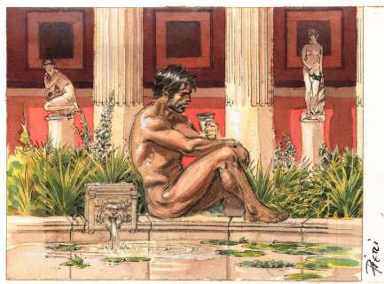 Lorenzo PIERI - Illustration préparatoire originale à l‘encre de Chine de MURENA par THEO, mise en couleur à l‘aquarelle