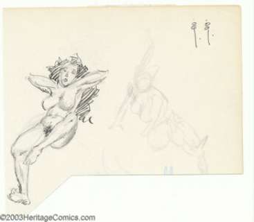 Frank Frazetta - Original Sketch, "Longing" (undated). A small, loosely-rendered pencil and pen and ink - | Heritage