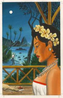 Ceux de Falesa Encres de couleur sur papier pour la couverture du roman de Robert... | Tessier Sarrou