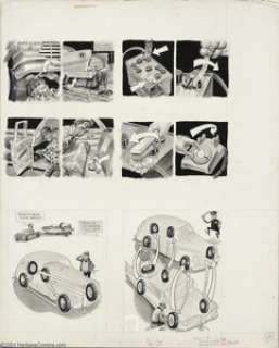 Dave Berg - Original Art for Mad #61, page 41 (EC, 1961). Dave Berg uses ink washtones to illustrate this car - | Heritage
