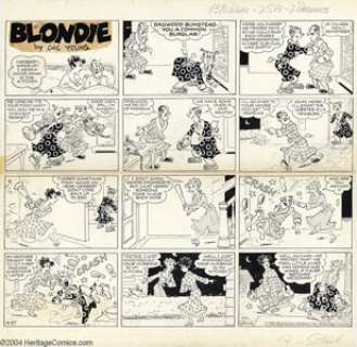 Chic Young - Original Comic Strip Art for Blondie Sunday dated 12-27-59 (King Features Syndicate, 1959). Dagwood - | Heritage