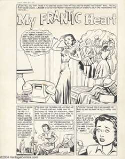 Al Avison (attributed) - First Romance #1 Complete 3-page Story " My Frantic Heart" Original Art - | Heritage