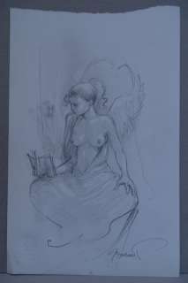 Bosschaert, Jan - Originele tekening - Lezende engel | Catawiki