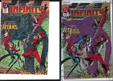 Anthony Tollin - Infinity Inc. #45 Cover Color Guide & Separations Art - 1987