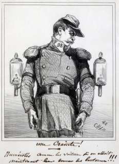 CHAM (Amédée de Noé) Une crainte Illustration représentant un officier Mine de... | Vermot et Associés