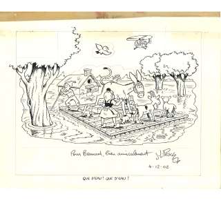 Pesch Jean-Louis (1928-2023). Les Aventures de Sylvain Et Sylvette. | Tome 69, Sauvés des eaux. Couverture originale avec bleu. Encre et crayon sur papier et crayon gras sur calque. Album... | HVMC