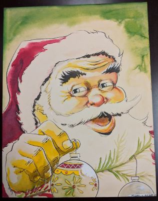 Michael T Gilbert Santa Claus Original Watercolor Painting | Bedrock City Comic