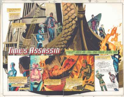 John Kalisz, Michael Bair, Stephen Sadowski | Jsa #13 Pgs. 2 & 3 Color Guide Art - ’Time’s Assassin’ Title Dps - 2000 | Anthony’s Comic Book Art