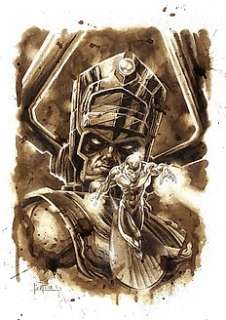 Galactus & Silver Surfer - Original Coffee Drawing By Juapi | Catawiki