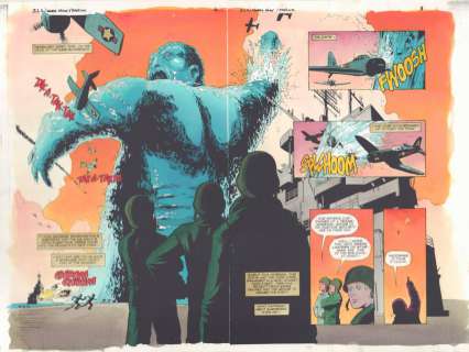 John Kalisz, Mark Propst, Scott Benefiel | Jsa Returns: Sensation Comics #1 Pgs. 2 & 3 Color Guide Art - Wonder Woman And Hawgirl Story - Giant Water Villain Dps - 1999 | Anthony’s Comic Book Art