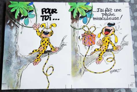 Batem - Double dessin original en couleur pour une carte d’anniversaire - (2001) | Catawiki