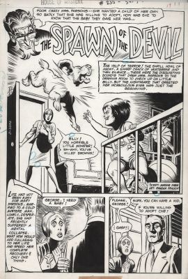 Fradon, Ramona - House of Mystery #235 Pg 1 Splash Host Cain & Devil Child + Bonus Art on Back 1975 | Cool Lines Art