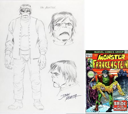 John Romita Sr. | Romita, John Sr - Monster of Frankenstein Pencil Three View Design. 1972 | Cool Lines Art