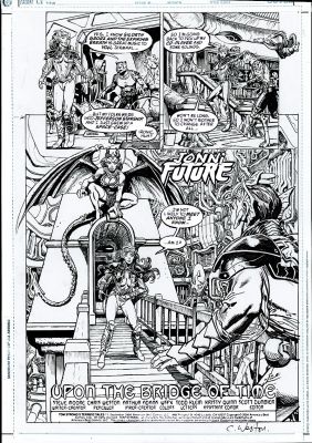 Chris Weston | Weston, Chris - Alan Moore’s Tom Strongs Terrific Tales #11 Full Pg 1 Splash Jonni Future Meets Uncle Johnny Future 2004 | Cool Lines Art