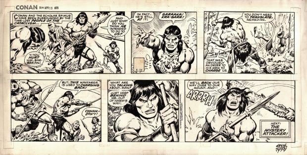 Ernie Chan | Conan the Barbarian Sunday Strip (Conan & Epimus in 6 of 6 Panels Battling!) 4-15-1979 | Romitaman
