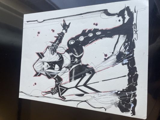 Uko Smith - Magick B&W with Red Highlights Commission - Signed