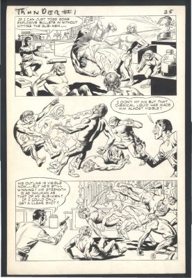 Reed Crandall | Reed Crandall - Fantastic Large Art Battle Page From T.H.U.N.D.E.R. Agents # 1 No-Man Vs the Sub-Men Issue T.H.U.N.D.E.R. Agents # 1 Page 8 | Koch Comic Art