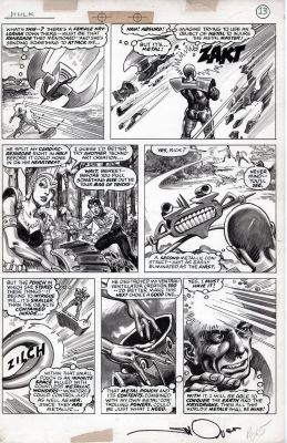 Walt Simonson Alfredo Alcala | Simonson, Walt Signed - Rampaging Hulk #3 Pg 13, Rick And Bereet Vs Metal Master 1977 | Cool Lines Art
