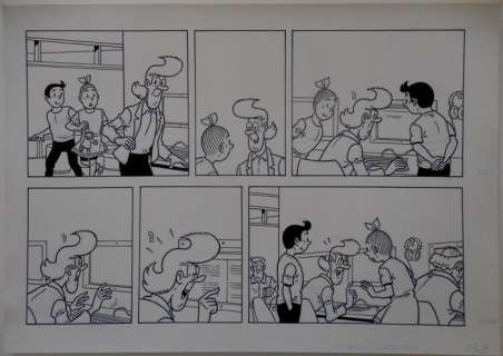 Morjaeu, Luc - Originele halve pagina (stroken 3 t/m 4 - plaat 1 B) - Suske en Wiske - Sterrenrood - (2014) | Catawiki