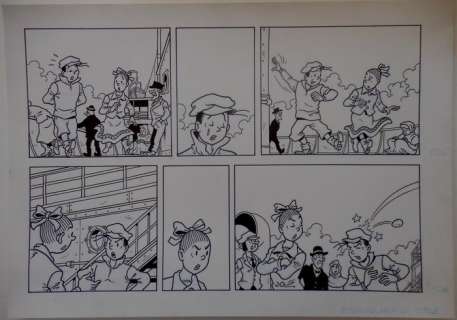 Morjaeu, Luc - Originele halve pagina (stroken 35 t/m 36 - plaat 9 B) - Suske en Wiske - Sterrenrood - (2014) | Catawiki