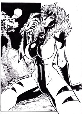 Sabretooth female version Original ink art by LC Freitas | Raremarq (Buy It Now)