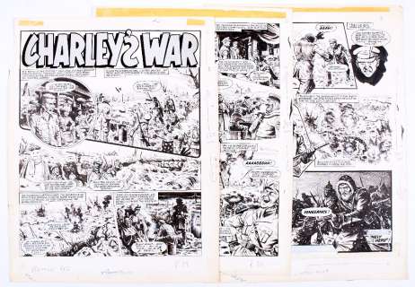 Charley’s War three original artworks by Joe Colquhoun from Battle 615 (1984) | Comic Book Auctions ltd
