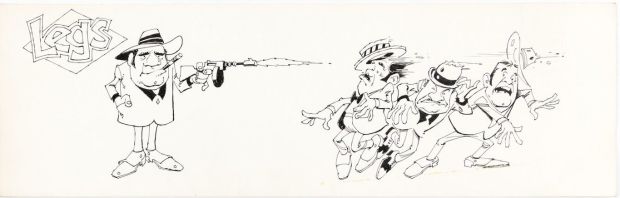 Jack Rickard | Rickard, Jack - Legs Comic Strip Daily - Title Panel - Gangster Tryout Series 1960S | Cool Lines Art