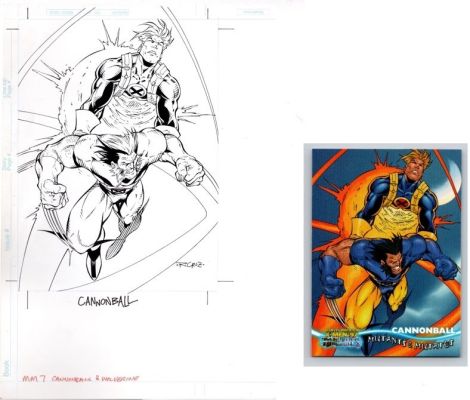 Roger Cruz | Cruz, Roger - Fleer Marvel Premium X-Men ’97 Timelines #7 Card Art, Wolverine & Cannonball | Cool Lines Art