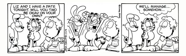 Jim Davis | Garfield Daily Strip (Odie And Garfield Are ’Not’ Excited About Being Left Alone For the Evening!) 11-14-2006 | Romitaman