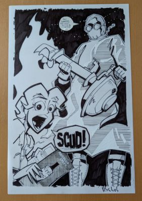 Scud the Disposable Assassin Original Comic Book Page #19 Signed by Rob Schrab