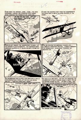 Wally Wood | Aces High #2 P 5 (Story Titled: ’Locker 9’! Great Battle Page!) Large Art -1955 | Romitaman
